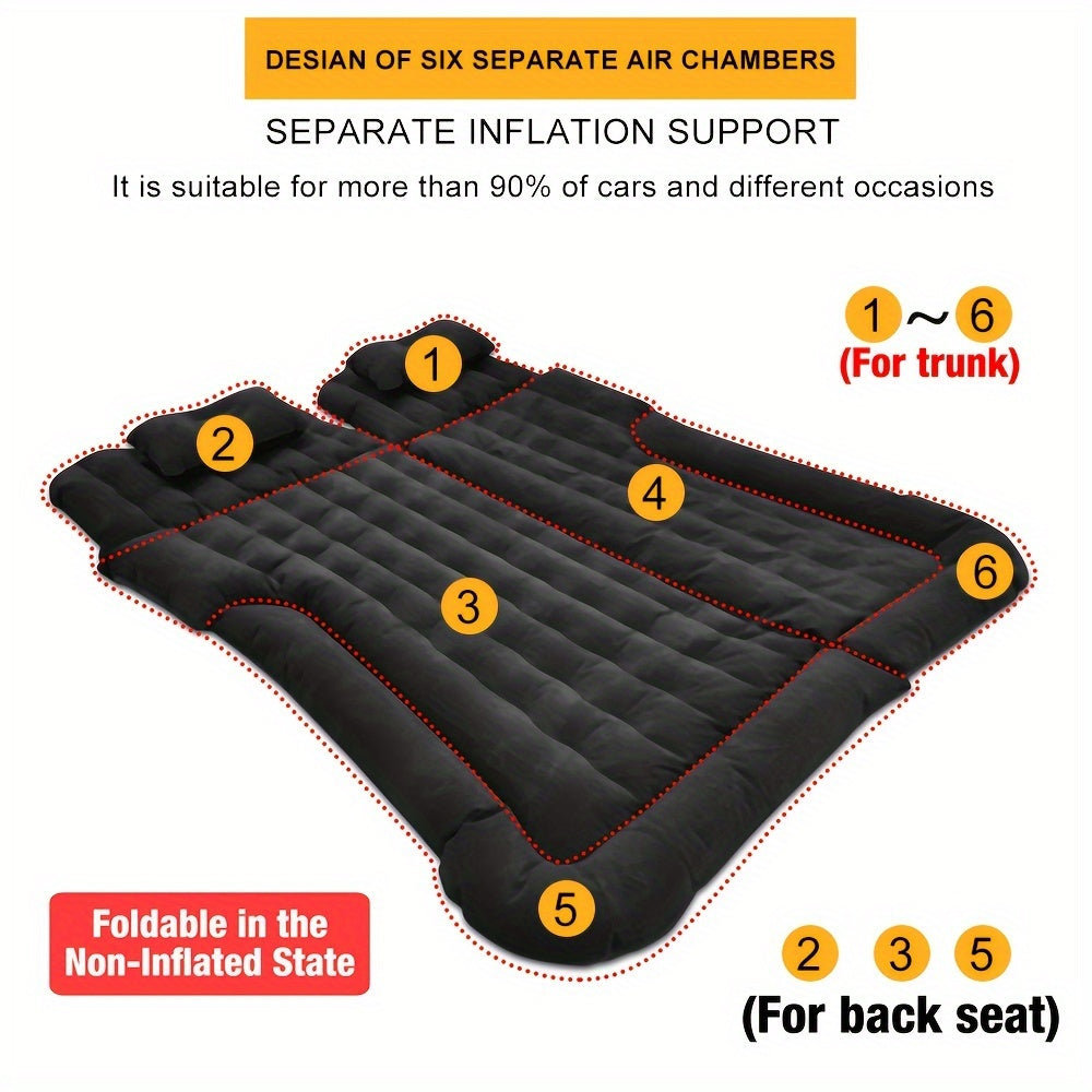 Self Inflating Car SUV Cargo Camping Mattress Double Sleeping Mat Air Bed Pad Pillow