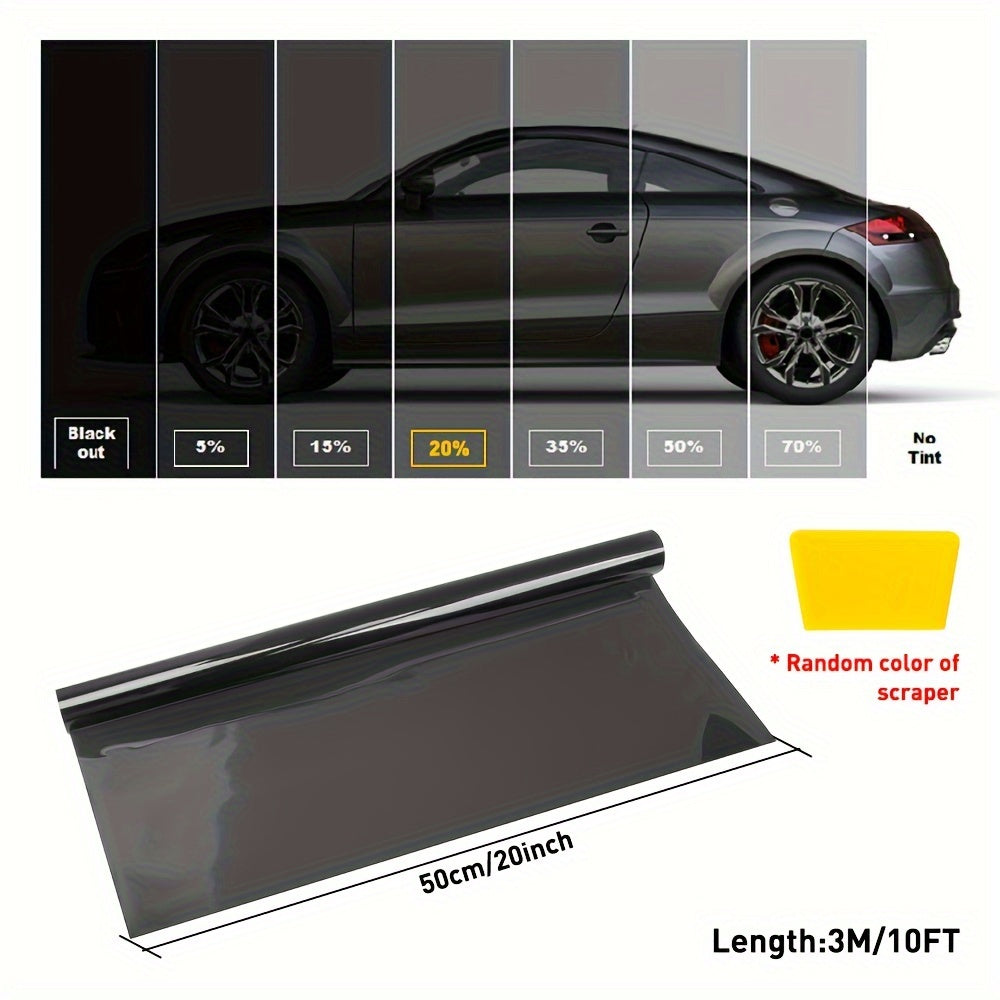 1pc 3m Black Window Tint Film, 20% VLT, 20" x 10ft - Scratch-Resistant, UV Protection, Easy Installation