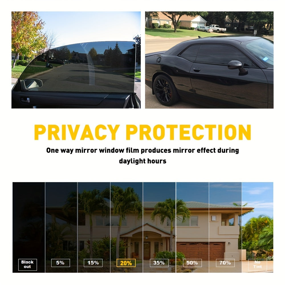 1pc 3m Black Window Tint Film, 20% VLT, 20" x 10ft - Scratch-Resistant, UV Protection, Easy Installation