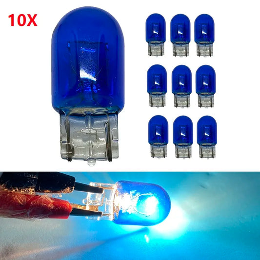10Pcs 7440 W21W 582 T20 1881 12V 21W Xenon HID Blue Glass Wedges Car Bulb External Lights Halogen Lamp Lights Automotive