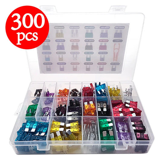 300pcs 5/7/10/15/20/25/30A Car Fuse Car Blade Fuse Assortment Assorted Kit Mini Small Size Blade Set Auto Truck Automotive Fuse