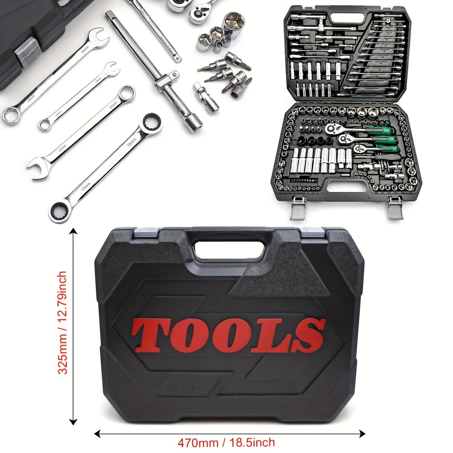 151pcs Drive Socket Set, 1/2 Inch, 1/4 Inch, 3/8 Inch Ratchet Wrench Set Ratchet Socket Wrench Set