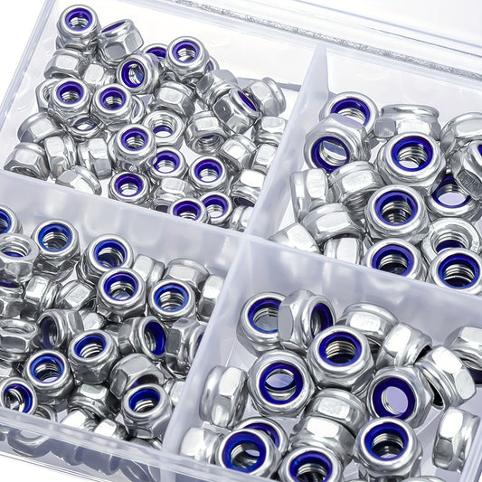 150pcs M4/M5/M6 Stainless Steel Nylon Anti-Slip Self-Locking Nuts