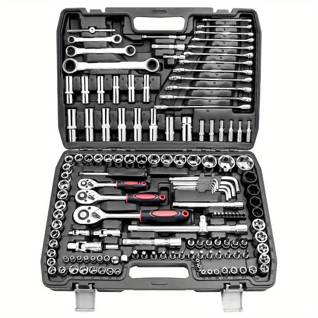 151pcs Drive Socket Set, 1/2 Inch, 1/4 Inch, 3/8 Inch Ratchet Wrench Set Ratchet Socket Wrench Set